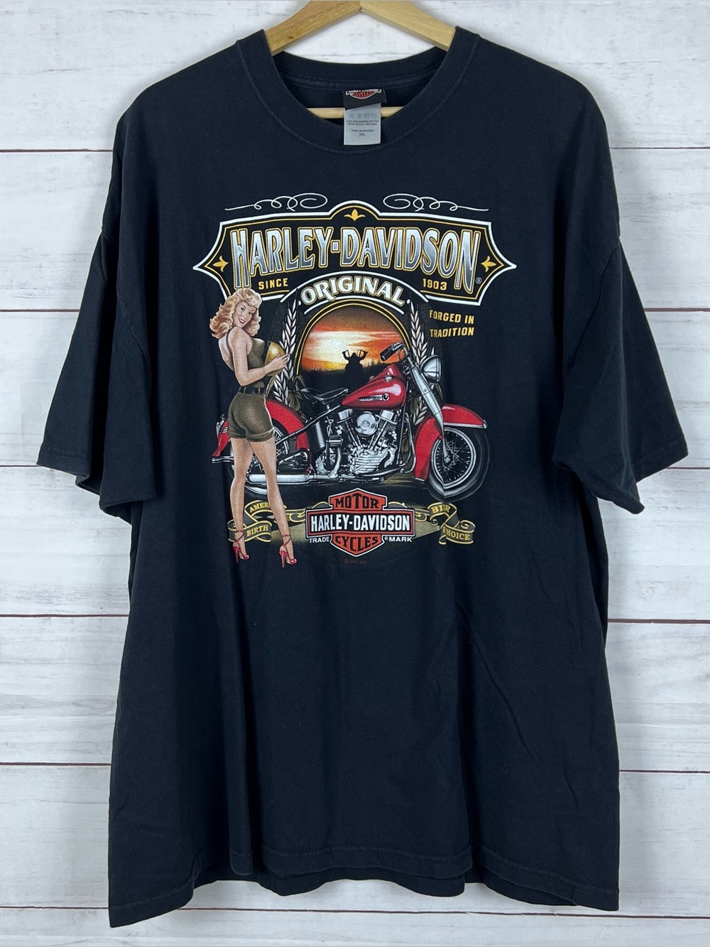 Harley Davidson Pinup Girl Memphis Tennessee Black T-Shirt Mens 2XL